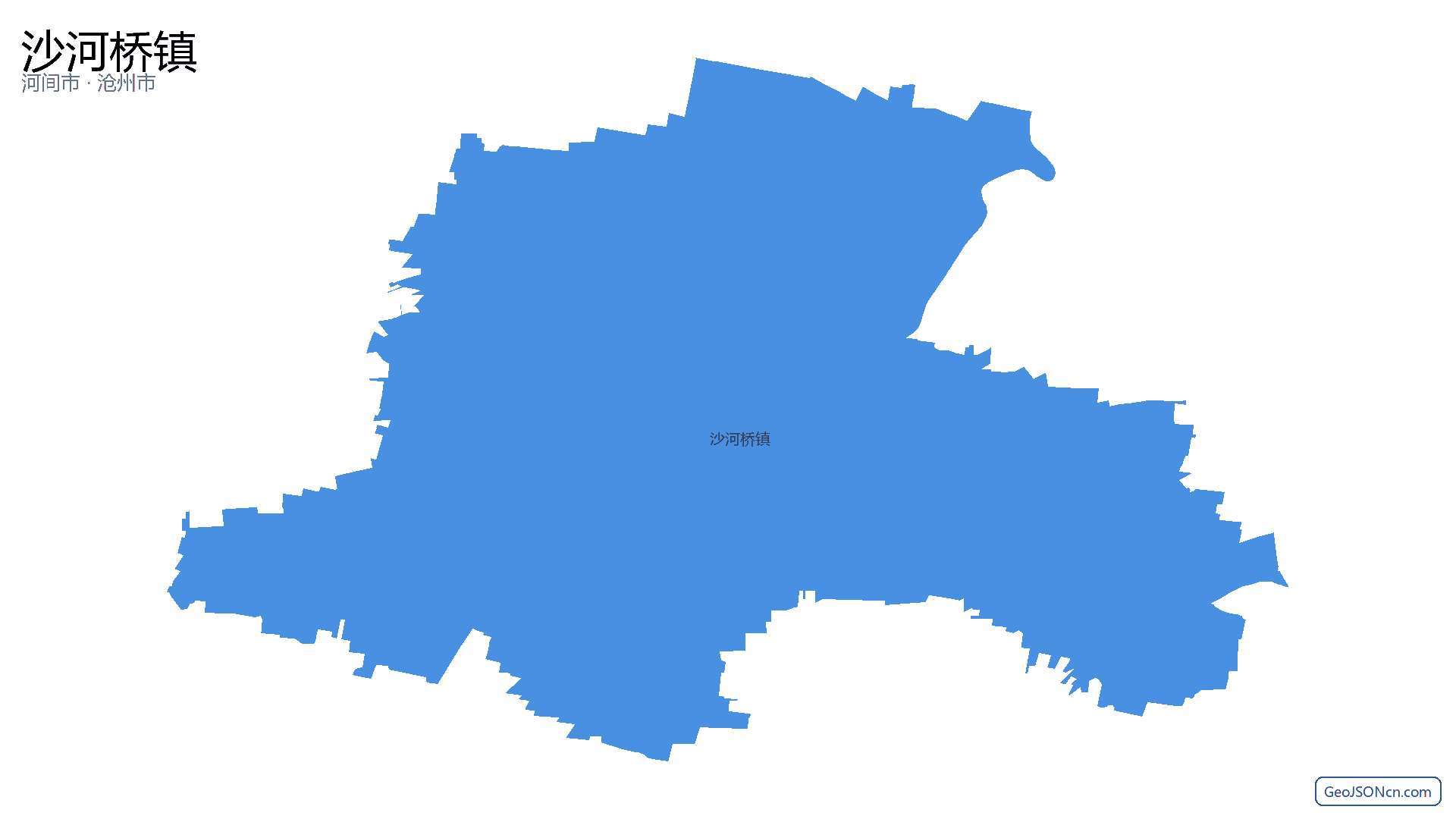 沙河桥镇行政区划边界地图（河间市·沧州市）,提供GeoJSON、SHP矢量边界数据下载及高清地图大图(PNG/JPG) - GeoJSONcn.com