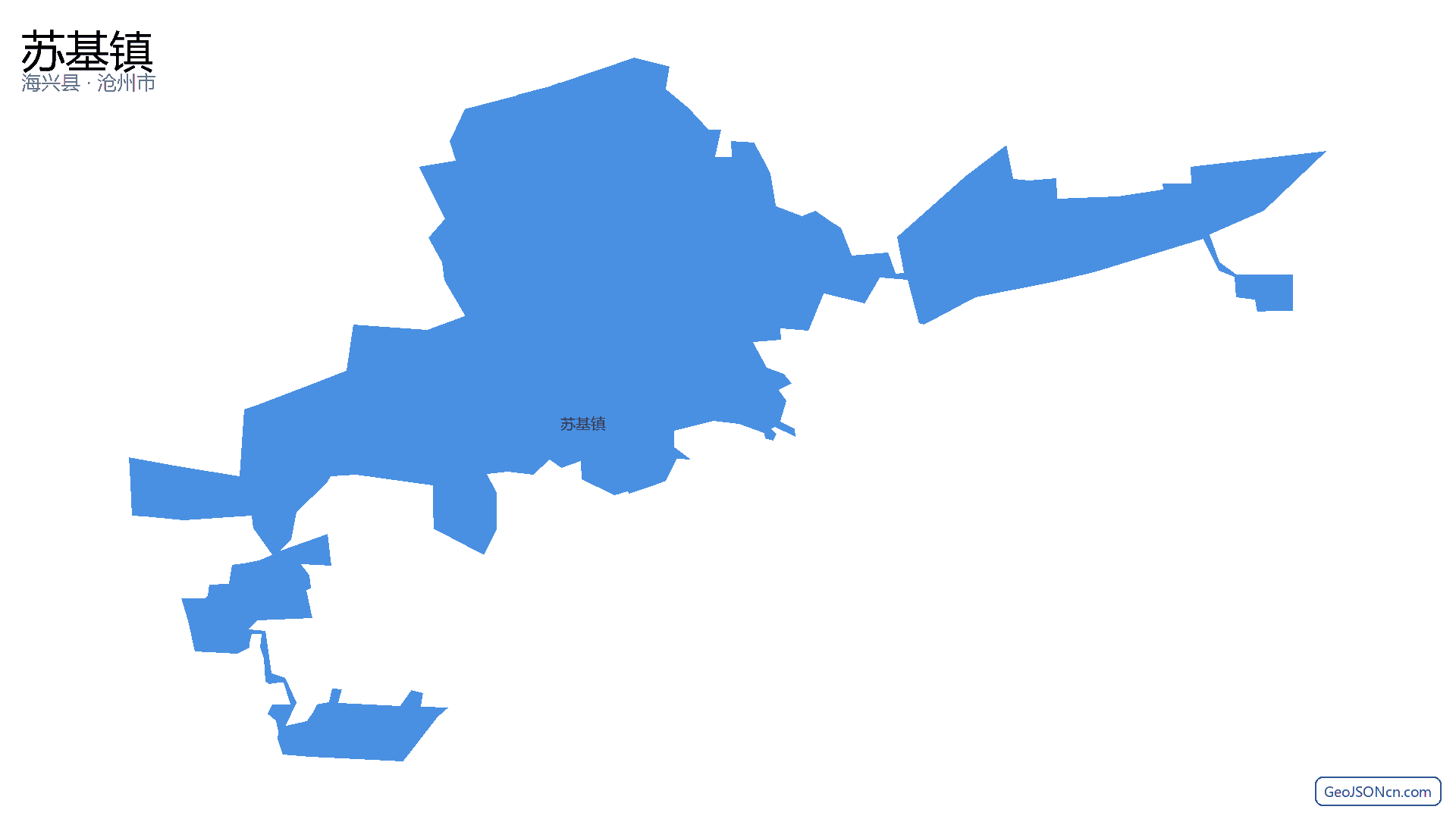 苏基镇行政区划边界地图(海兴县·沧州市),提供GeoJSON、SHP矢量边界数据下载及高清地图大图(PNG/JPG) - GeoJSONcn.com
