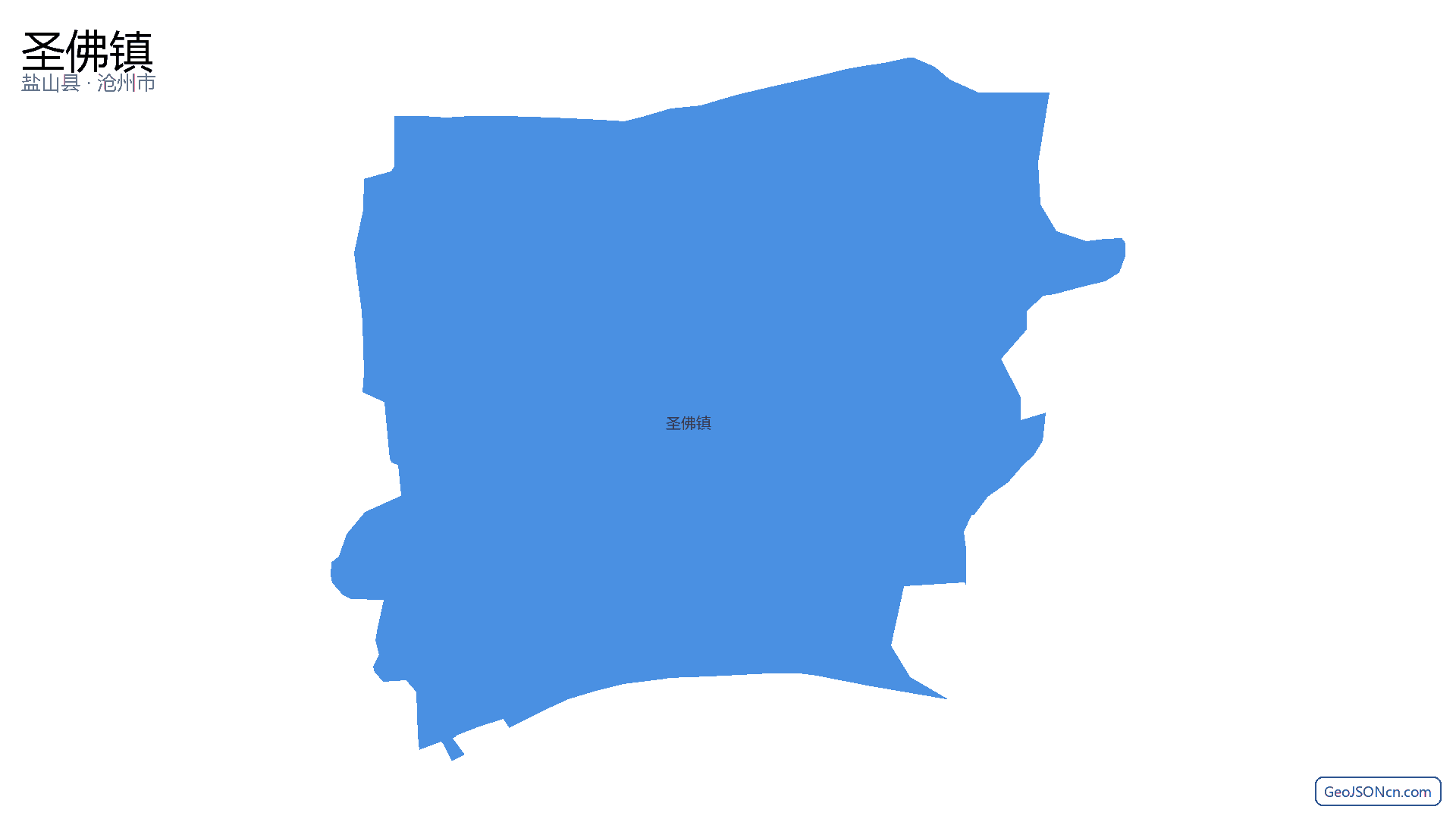圣佛镇行政区划边界地图（盐山县·沧州市）,提供GeoJSON、SHP矢量边界数据下载及高清地图大图(PNG/JPG) - GeoJSONcn.com