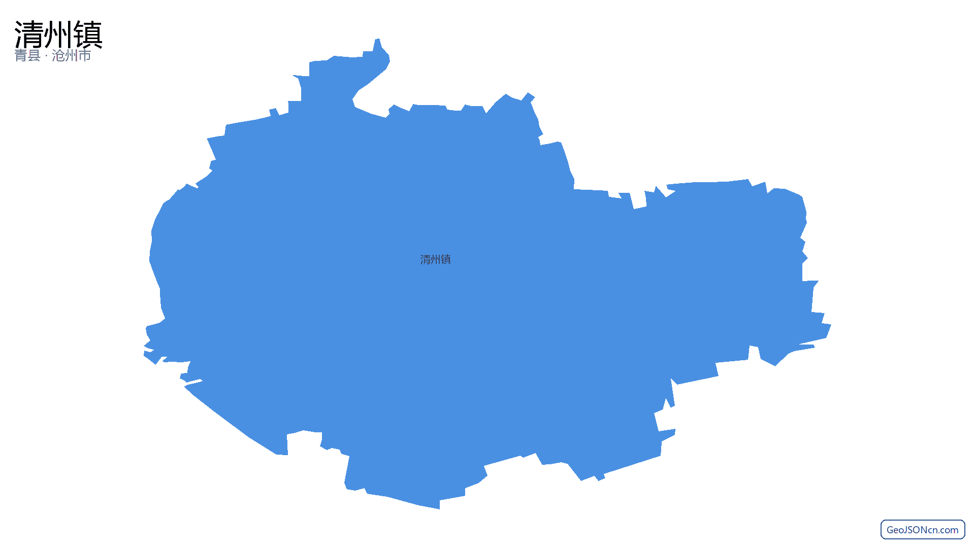 清州镇行政区划边界地图（青县·沧州市）,提供GeoJSON、SHP矢量边界数据下载及高清地图大图(PNG/JPG) - GeoJSONcn.com
