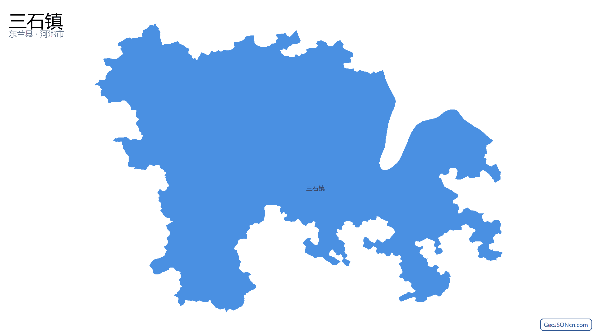 三石镇行政区划边界地图（东兰县·河池市）,提供GeoJSON、SHP矢量边界数据下载及高清地图大图(PNG/JPG) - GeoJSONcn.com