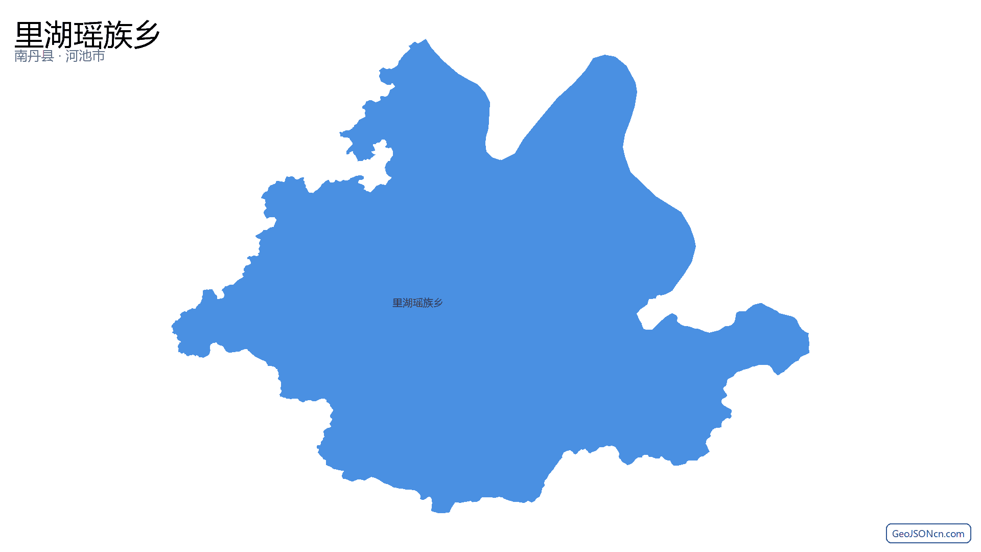 里湖瑶族乡行政区划边界地图（南丹县·河池市）,提供GeoJSON、SHP矢量边界数据下载及高清地图大图(PNG/JPG) - GeoJSONcn.com