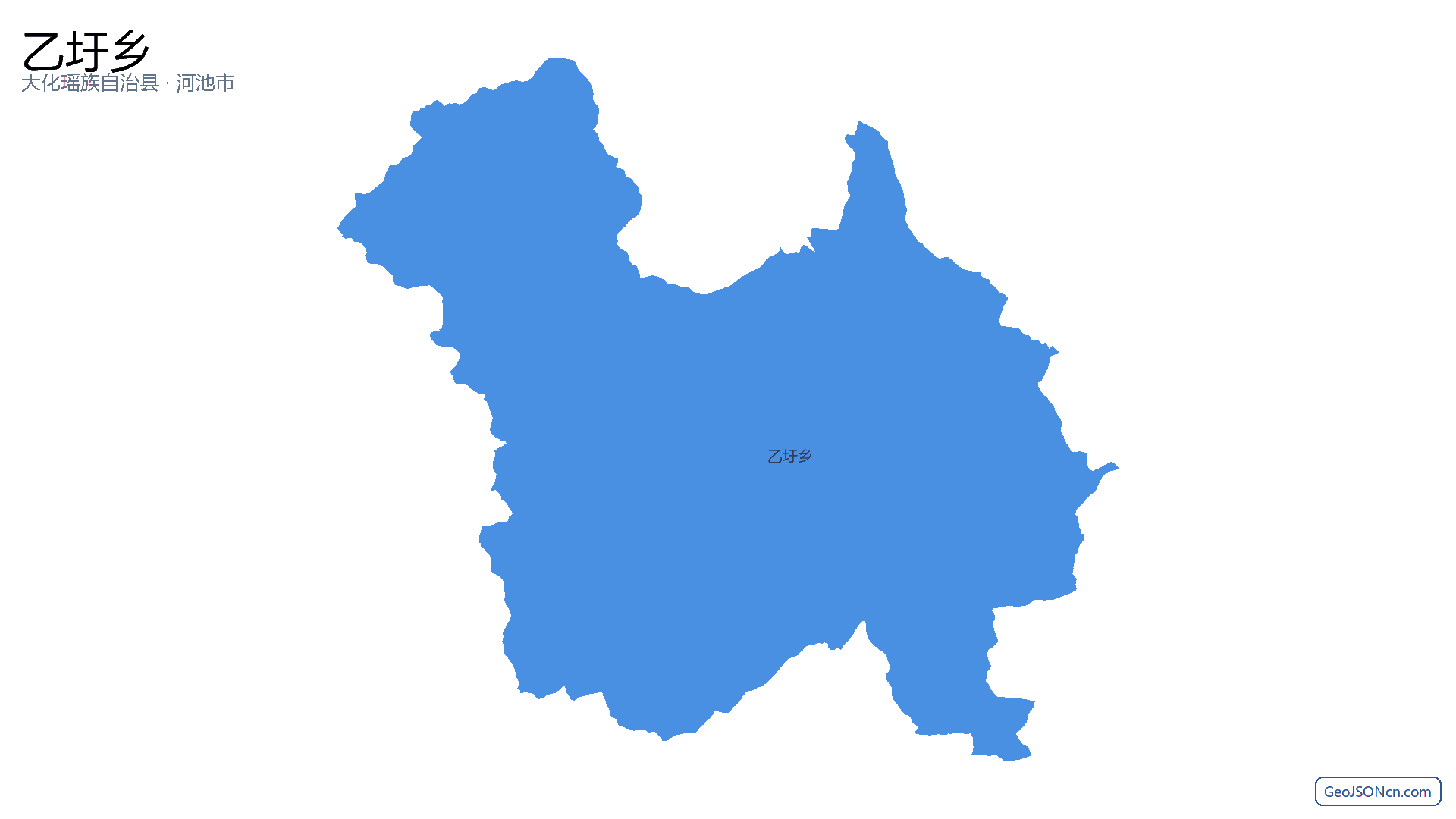 乙圩乡行政区划边界地图(大化瑶族自治县·河池市),提供GeoJSON、SHP矢量边界数据下载及高清地图大图(PNG/JPG) - GeoJSONcn.com