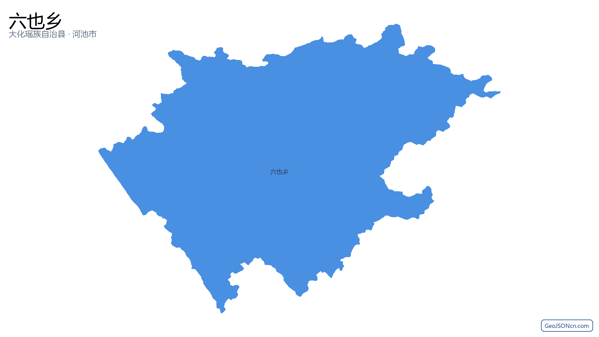 六也乡行政区划边界地图（大化瑶族自治县·河池市）,提供GeoJSON、SHP矢量边界数据下载及高清地图大图(PNG/JPG) - GeoJSONcn.com