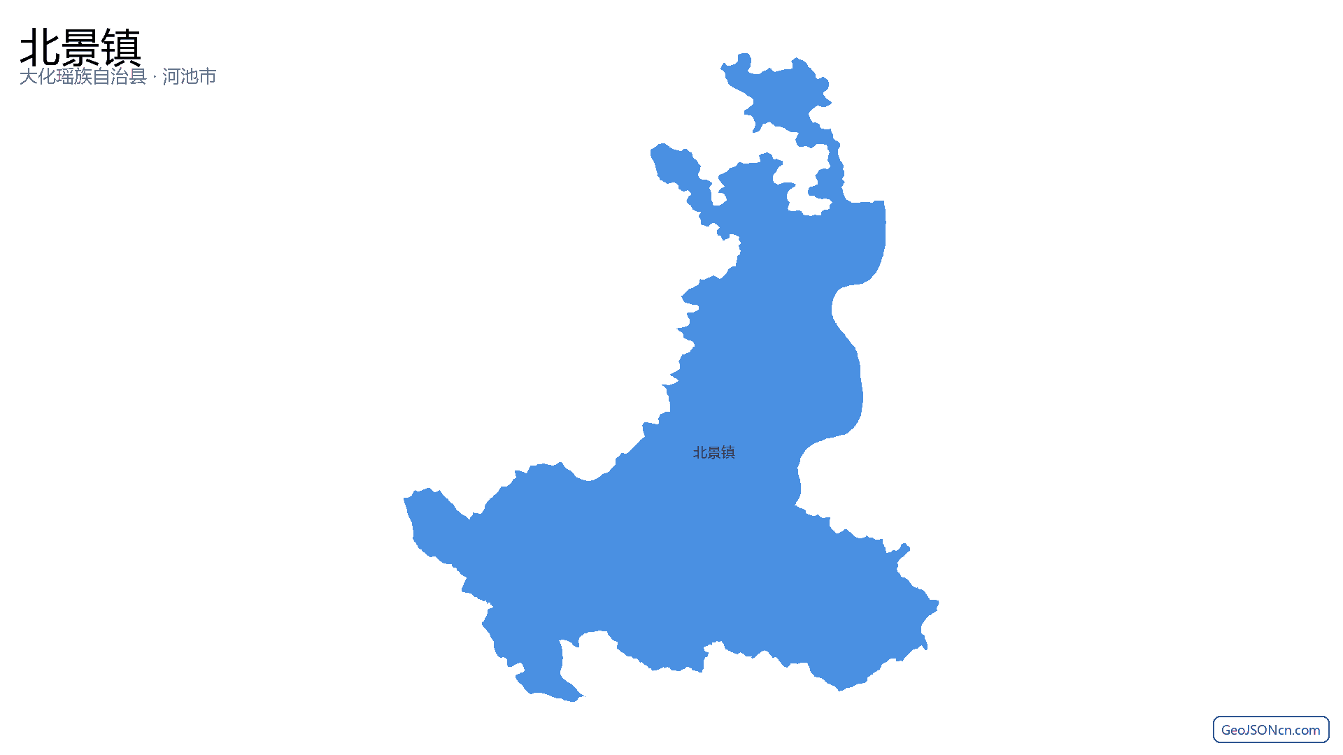 北景镇行政区划边界地图（大化瑶族自治县·河池市）,提供GeoJSON、SHP矢量边界数据下载及高清地图大图(PNG/JPG) - GeoJSONcn.com