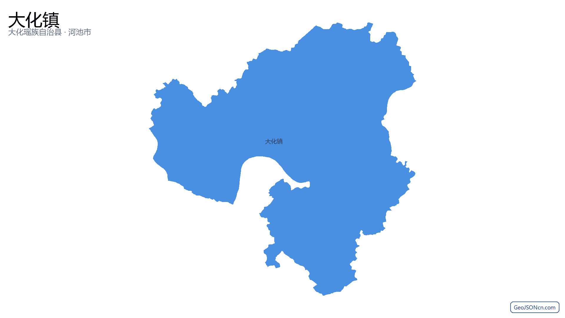 大化镇行政区划边界地图(大化瑶族自治县·河池市),提供GeoJSON、SHP矢量边界数据下载及高清地图大图(PNG/JPG) - GeoJSONcn.com