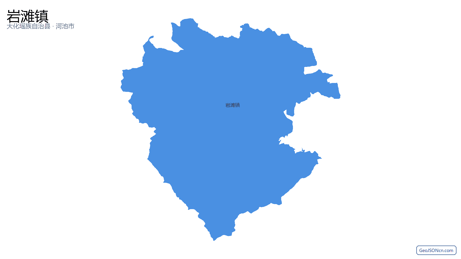 岩滩镇行政区划边界地图(大化瑶族自治县·河池市),提供GeoJSON、SHP矢量边界数据下载及高清地图大图(PNG/JPG) - GeoJSONcn.com