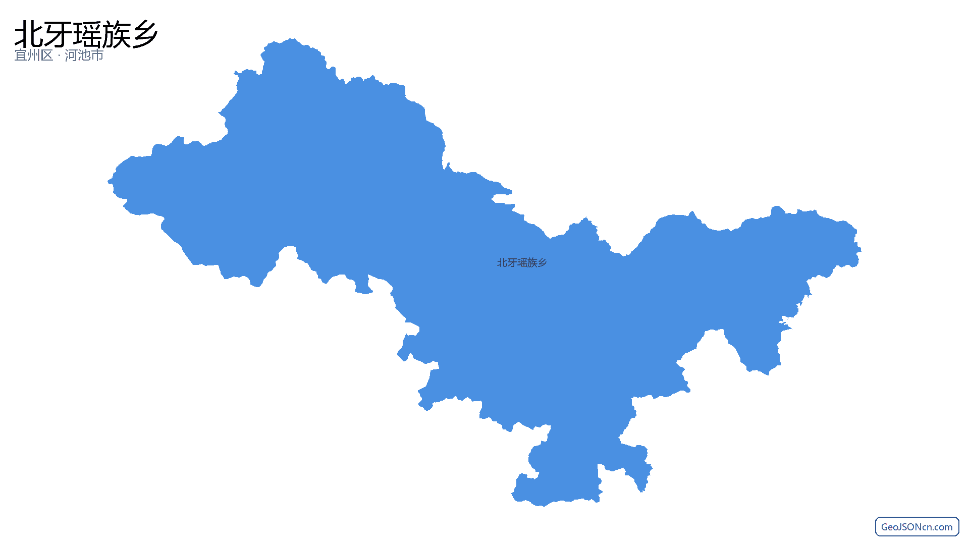 北牙瑶族乡行政区划边界地图(宜州区·河池市),提供GeoJSON、SHP矢量边界数据下载及高清地图大图(PNG/JPG) - GeoJSONcn.com