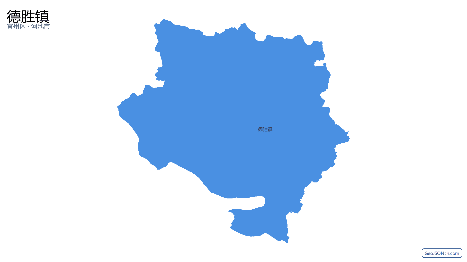 德胜镇行政区划边界地图(宜州区·河池市),提供GeoJSON、SHP矢量边界数据下载及高清地图大图(PNG/JPG) - GeoJSONcn.com