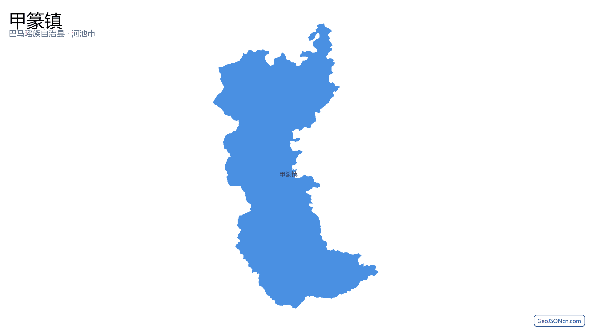 甲篆镇行政区划边界地图(巴马瑶族自治县·河池市),提供GeoJSON、SHP矢量边界数据下载及高清地图大图(PNG/JPG) - GeoJSONcn.com