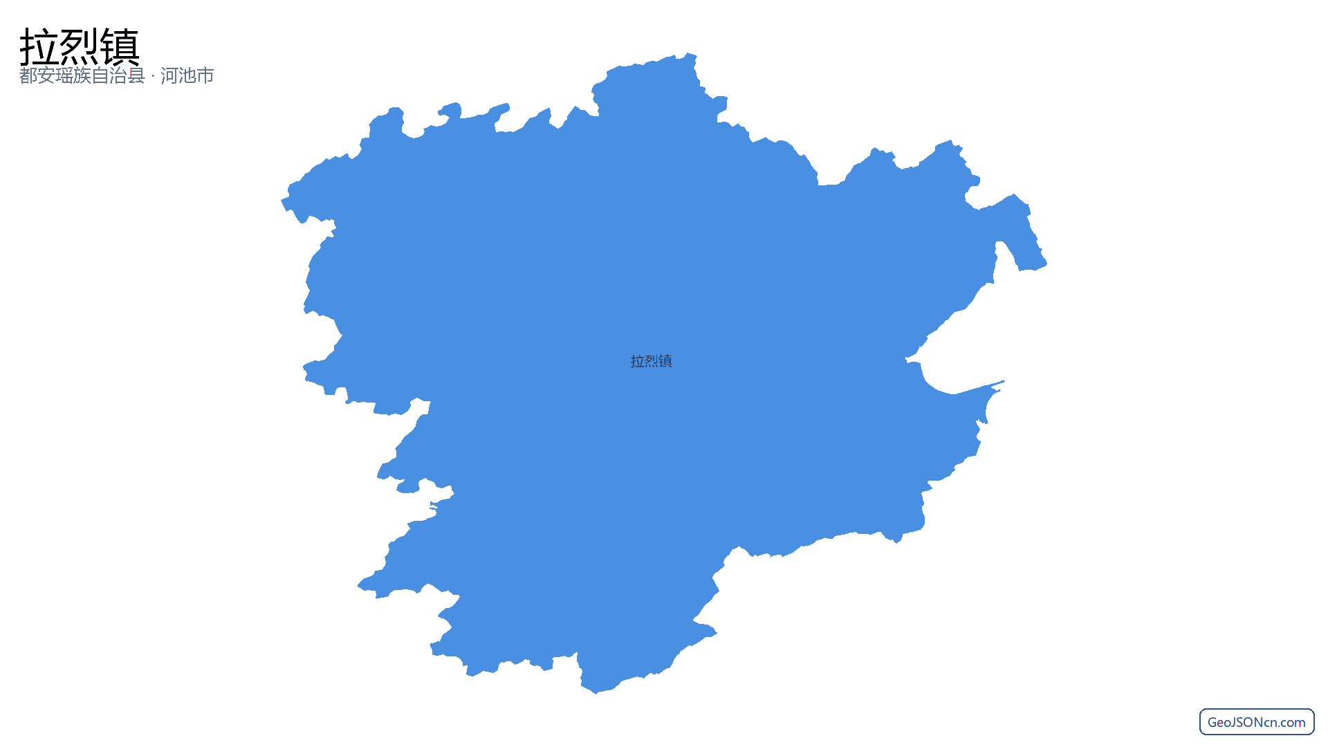 拉烈镇行政区划边界地图(都安瑶族自治县·河池市),提供GeoJSON、SHP矢量边界数据下载及高清地图大图(PNG/JPG) - GeoJSONcn.com