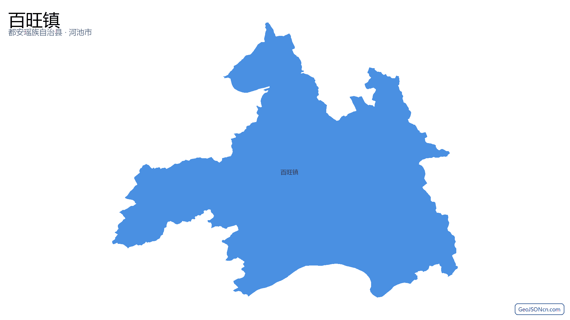 百旺镇行政区划边界地图(都安瑶族自治县·河池市),提供GeoJSON、SHP矢量边界数据下载及高清地图大图(PNG/JPG) - GeoJSONcn.com