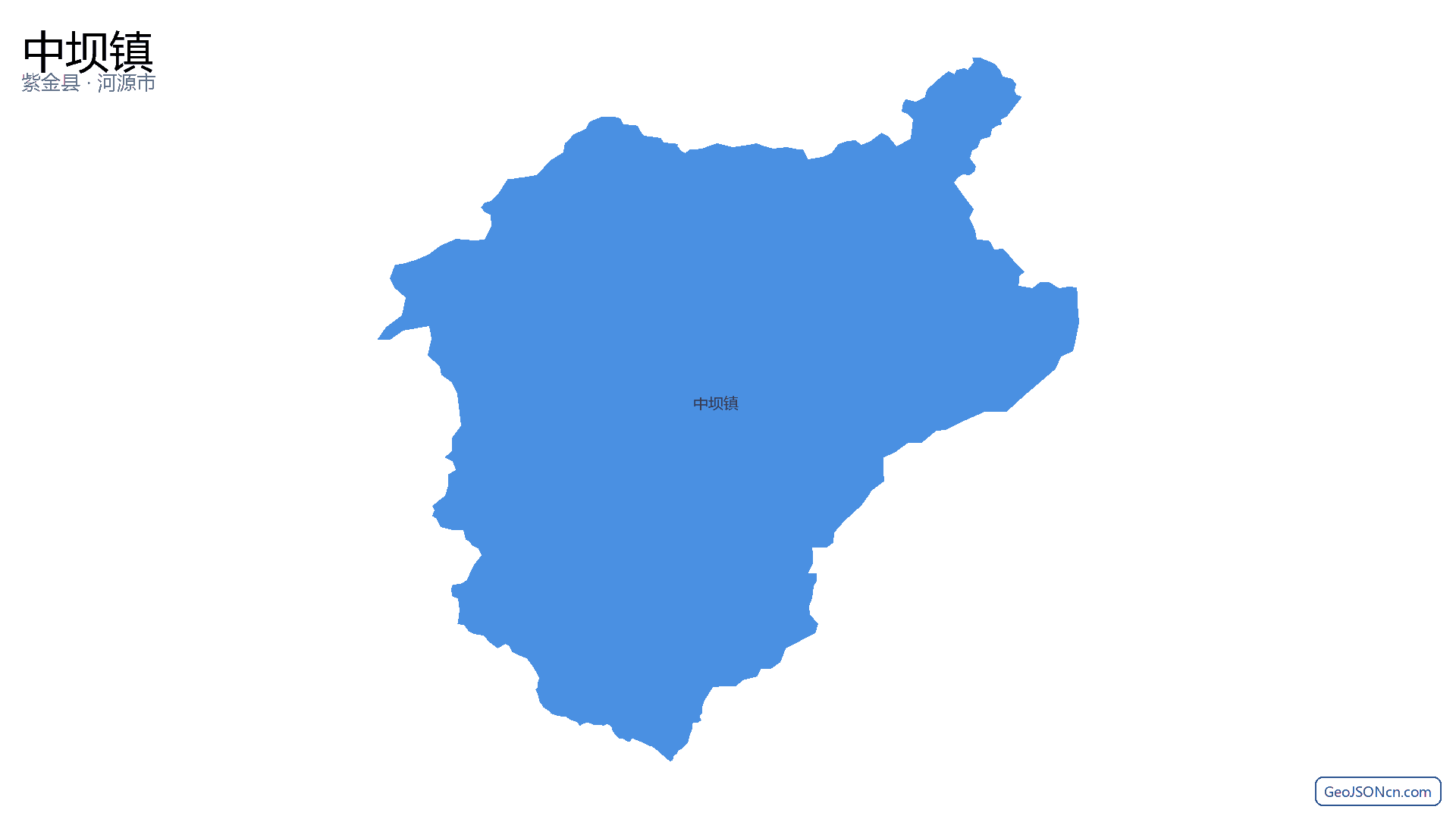 中坝镇行政区划边界地图(紫金县·河源市),提供GeoJSON、SHP矢量边界数据下载及高清地图大图(PNG/JPG) - GeoJSONcn.com