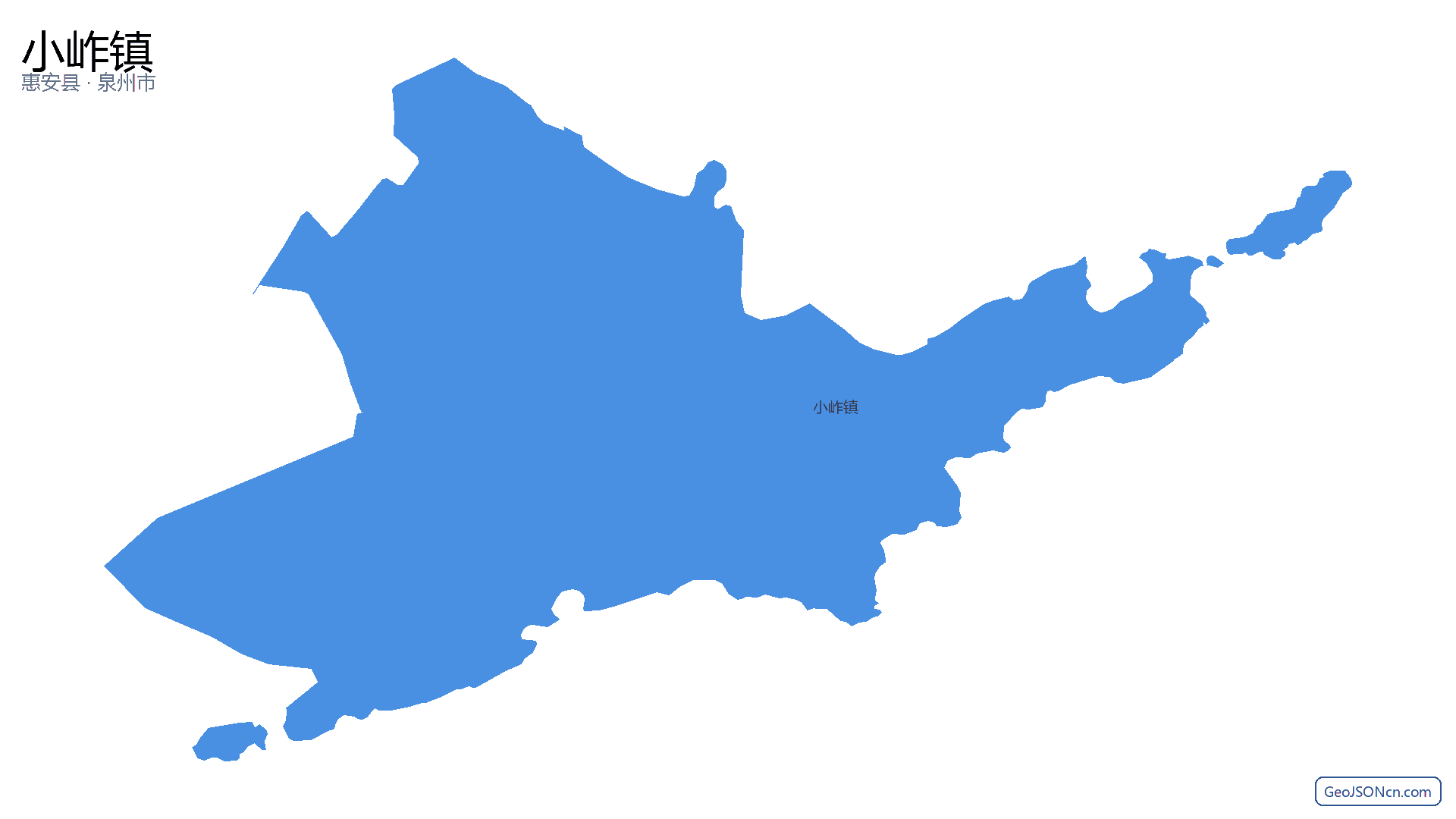 小岞镇行政区划边界地图(惠安县·泉州市),提供GeoJSON、SHP矢量边界数据下载及高清地图大图(PNG/JPG) - GeoJSONcn.com