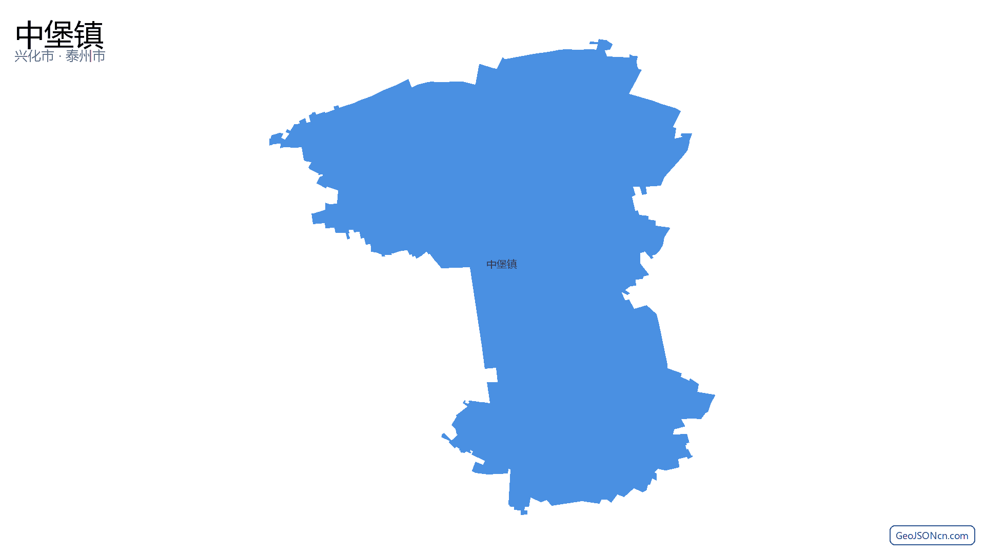中堡镇行政区划边界地图（兴化市·泰州市）,提供GeoJSON、SHP矢量边界数据下载及高清地图大图(PNG/JPG) - GeoJSONcn.com