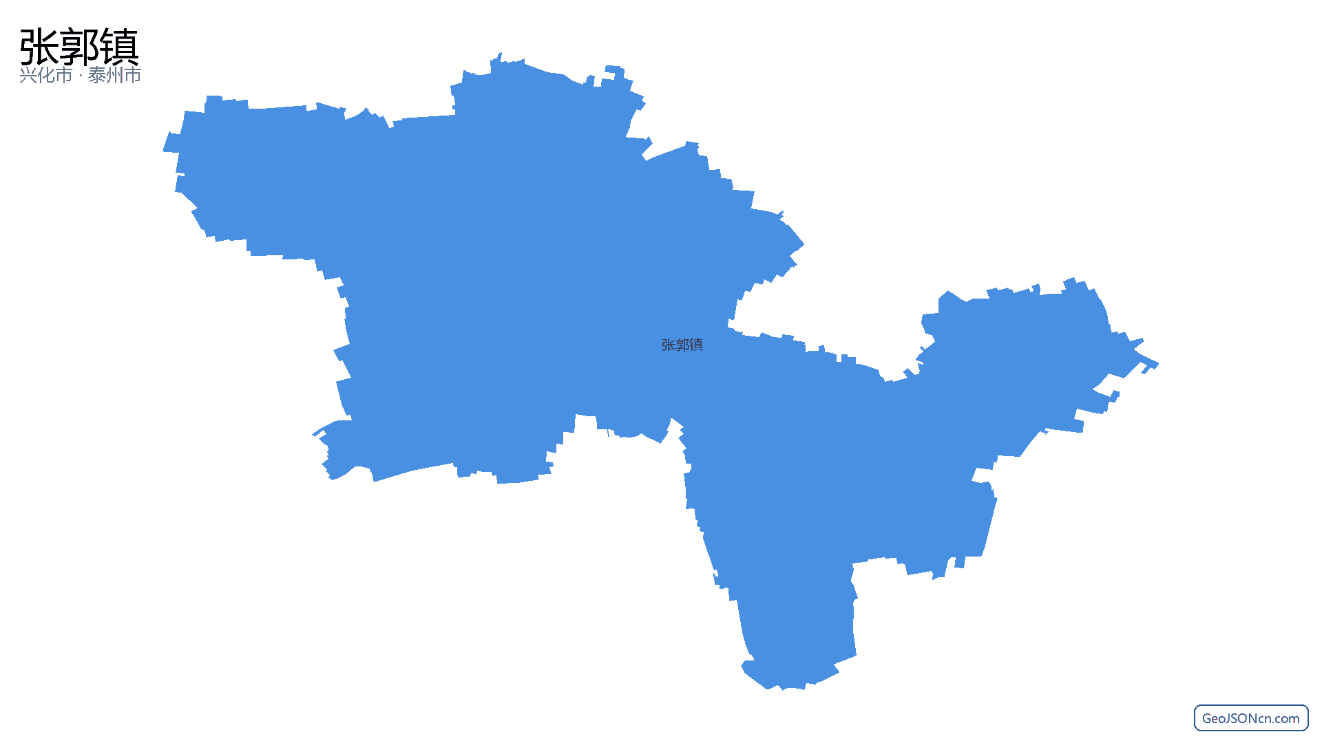 张郭镇行政区划边界地图（兴化市·泰州市）,提供GeoJSON、SHP矢量边界数据下载及高清地图大图(PNG/JPG) - GeoJSONcn.com