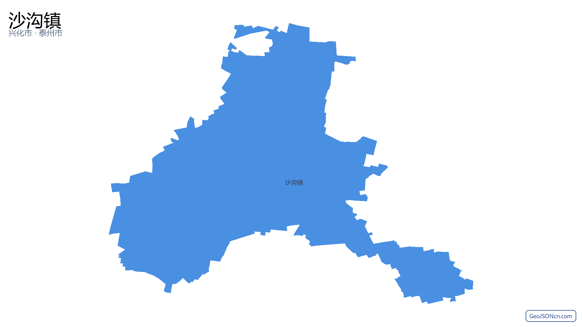 沙沟镇行政区划边界地图(兴化市·泰州市),提供GeoJSON、SHP矢量边界数据下载及高清地图大图(PNG/JPG) - GeoJSONcn.com