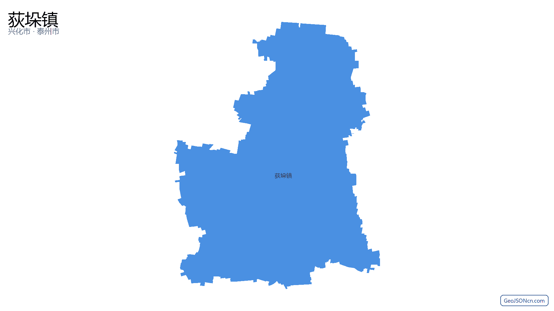 荻垛镇行政区划边界地图（兴化市·泰州市）,提供GeoJSON、SHP矢量边界数据下载及高清地图大图(PNG/JPG) - GeoJSONcn.com