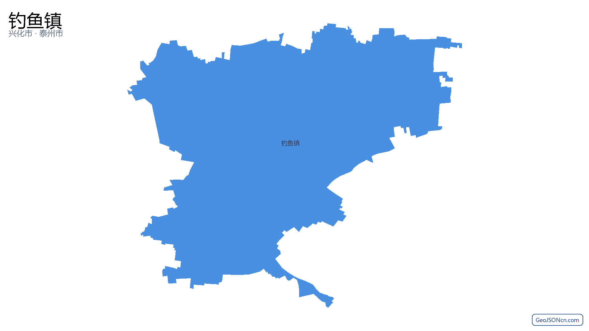 钓鱼镇行政区划边界地图（兴化市·泰州市）,提供GeoJSON、SHP矢量边界数据下载及高清地图大图(PNG/JPG) - GeoJSONcn.com