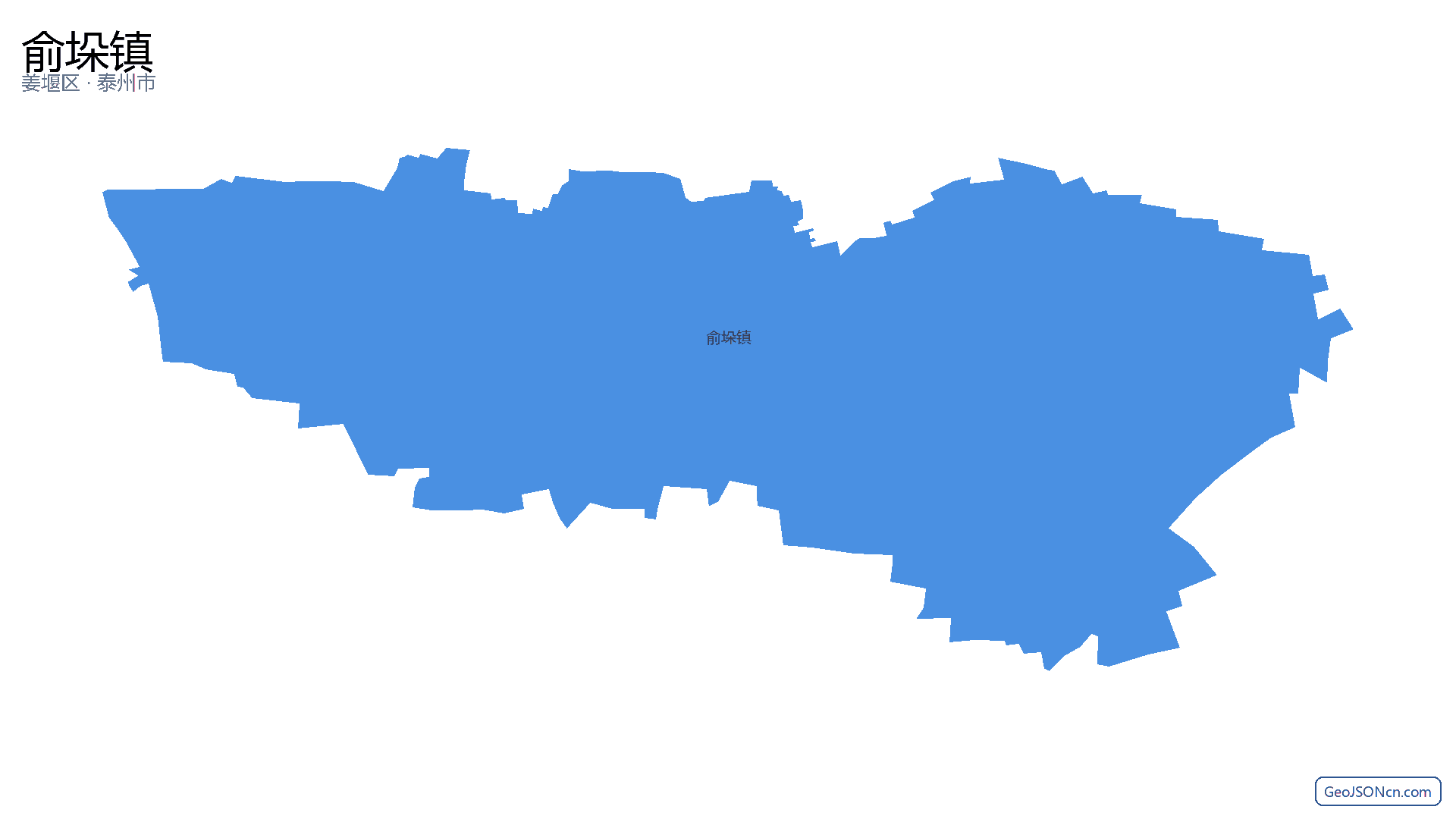 俞垛镇行政区划边界地图(姜堰区·泰州市),提供GeoJSON、SHP矢量边界数据下载及高清地图大图(PNG/JPG) - GeoJSONcn.com