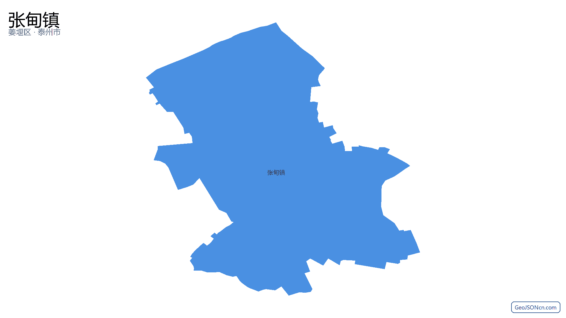 张甸镇行政区划边界地图（姜堰区·泰州市）,提供GeoJSON、SHP矢量边界数据下载及高清地图大图(PNG/JPG) - GeoJSONcn.com