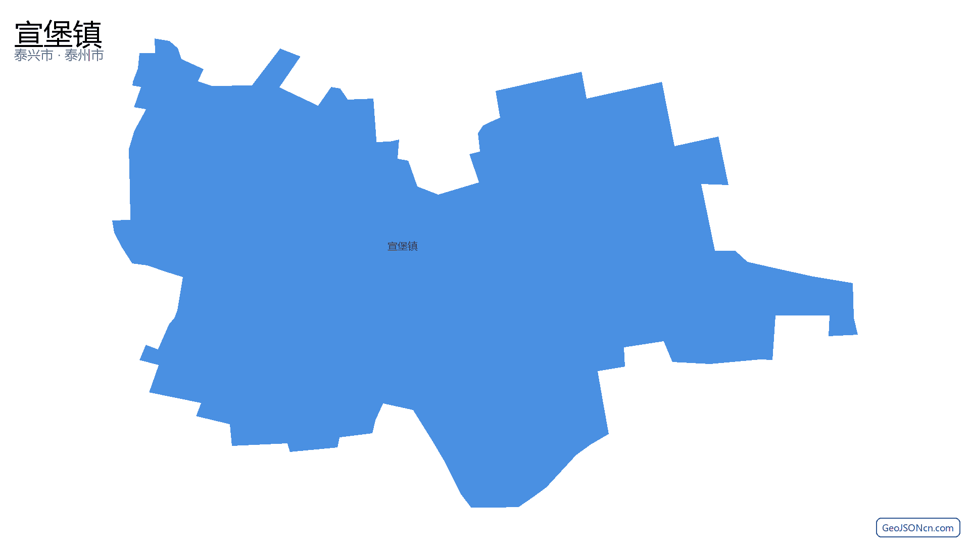 宣堡镇行政区划边界地图(泰兴市·泰州市),提供GeoJSON、SHP矢量边界数据下载及高清地图大图(PNG/JPG) - GeoJSONcn.com