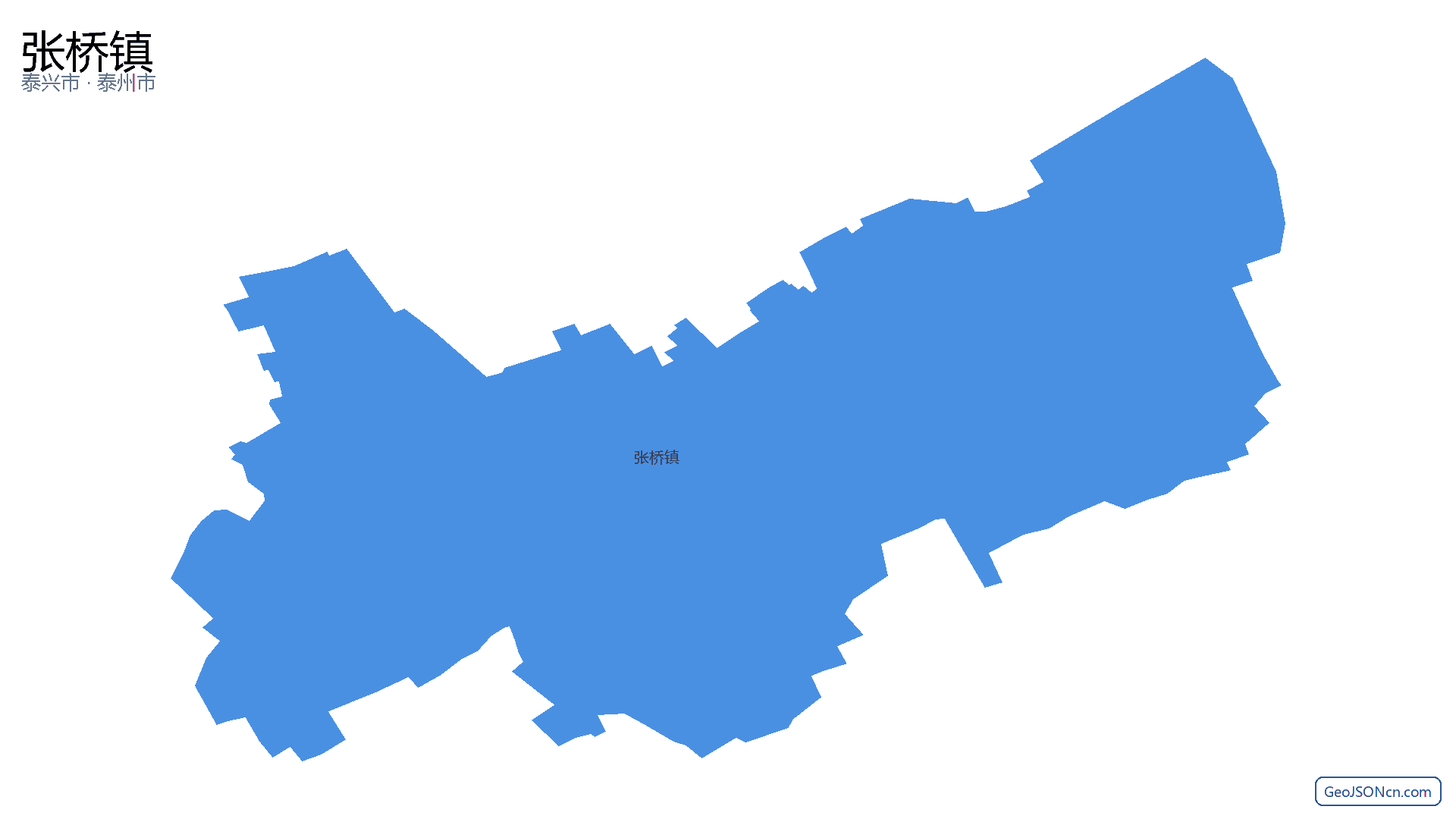 张桥镇行政区划边界地图（泰兴市·泰州市）,提供GeoJSON、SHP矢量边界数据下载及高清地图大图(PNG/JPG) - GeoJSONcn.com