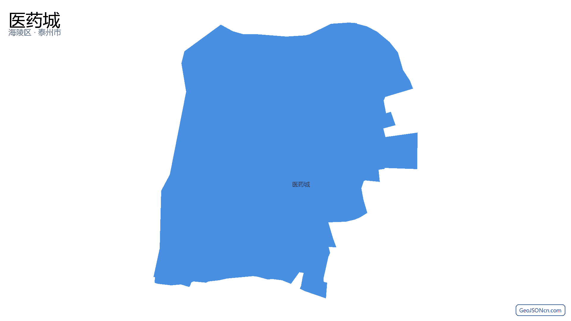 医药城行政区划边界地图（海陵区·泰州市）,提供GeoJSON、SHP矢量边界数据下载及高清地图大图(PNG/JPG) - GeoJSONcn.com