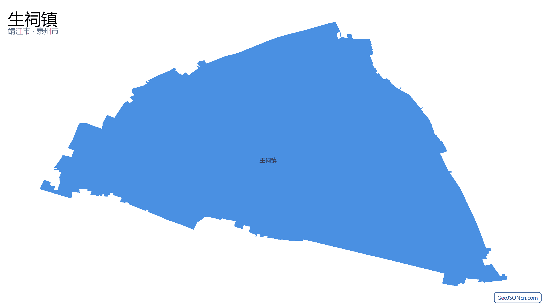 生祠镇行政区划边界地图（靖江市·泰州市）,提供GeoJSON、SHP矢量边界数据下载及高清地图大图(PNG/JPG) - GeoJSONcn.com
