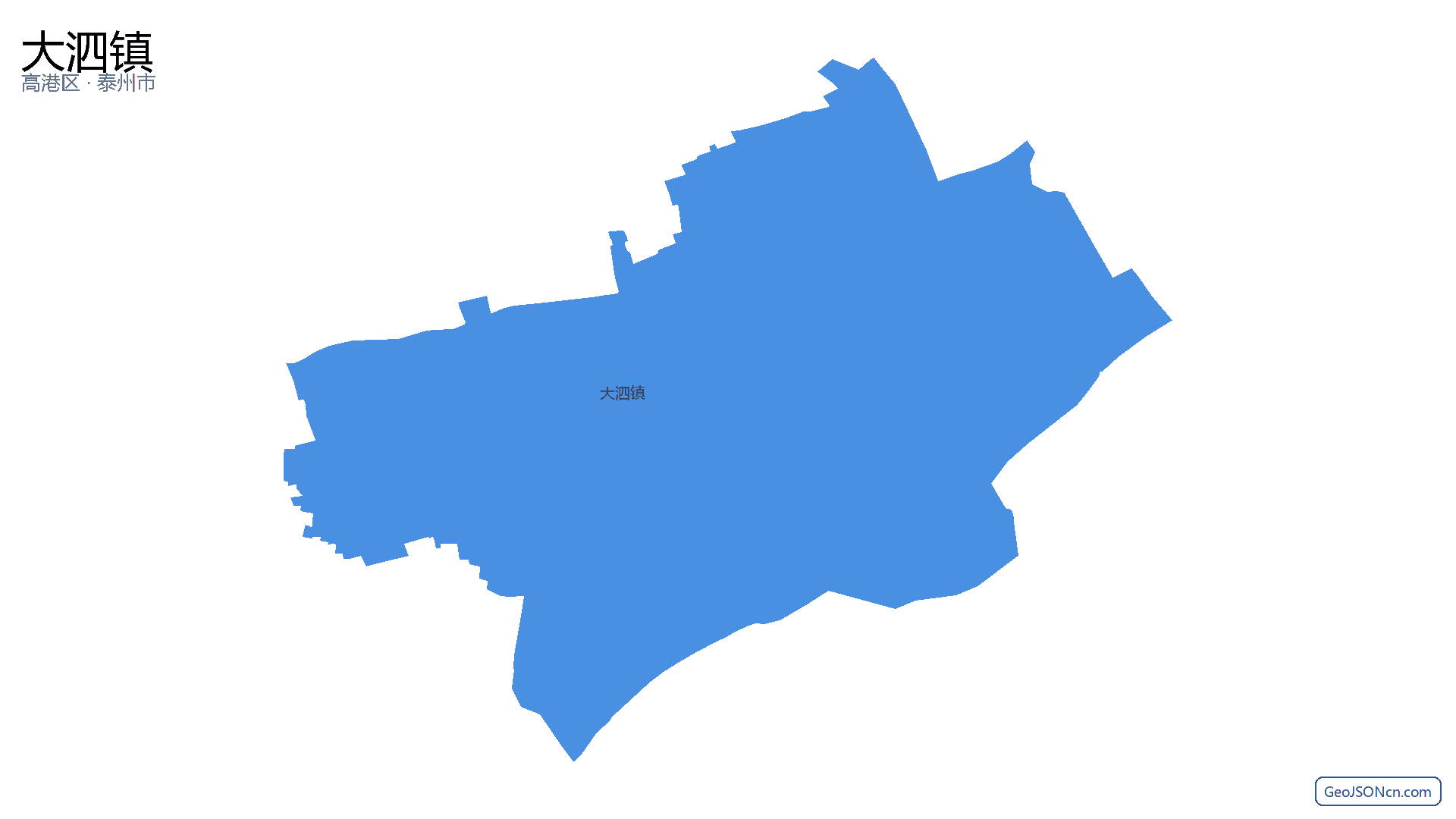 大泗镇行政区划边界地图（高港区·泰州市）,提供GeoJSON、SHP矢量边界数据下载及高清地图大图(PNG/JPG) - GeoJSONcn.com