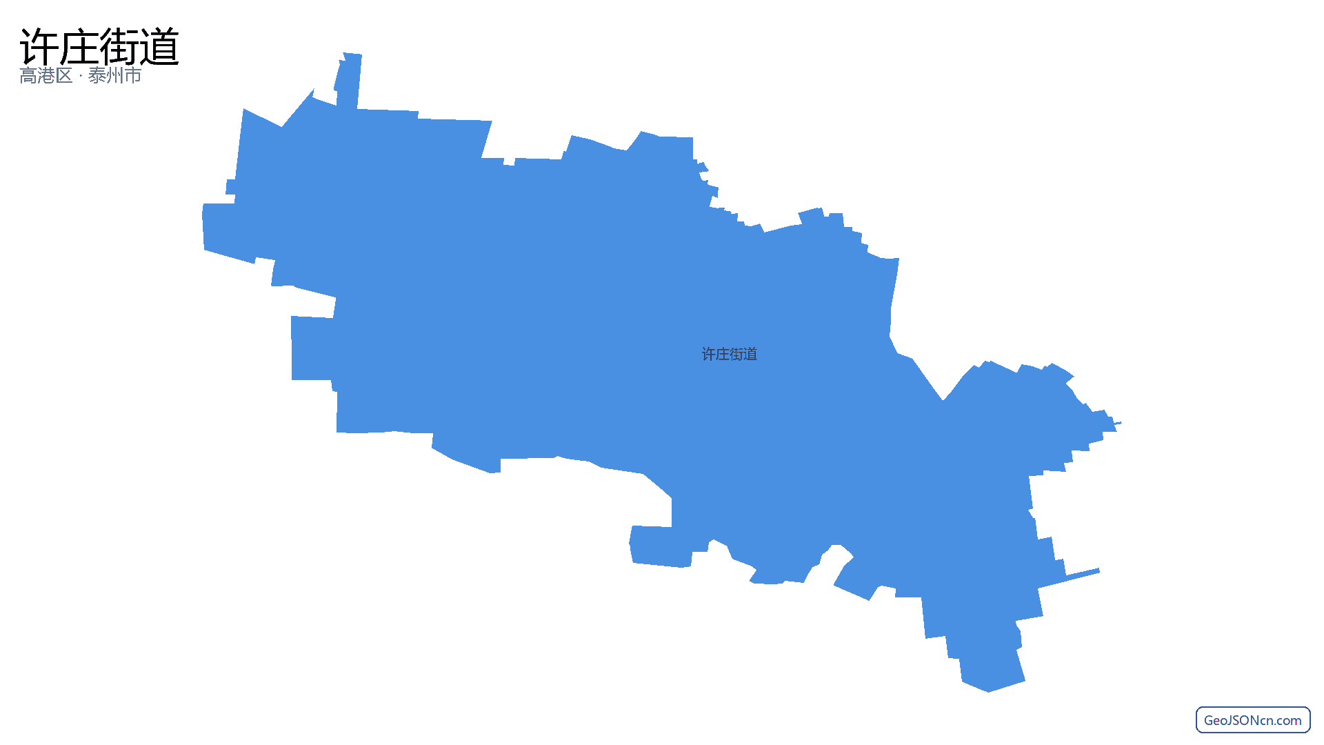 许庄街道行政区划边界地图（高港区·泰州市）,提供GeoJSON、SHP矢量边界数据下载及高清地图大图(PNG/JPG) - GeoJSONcn.com