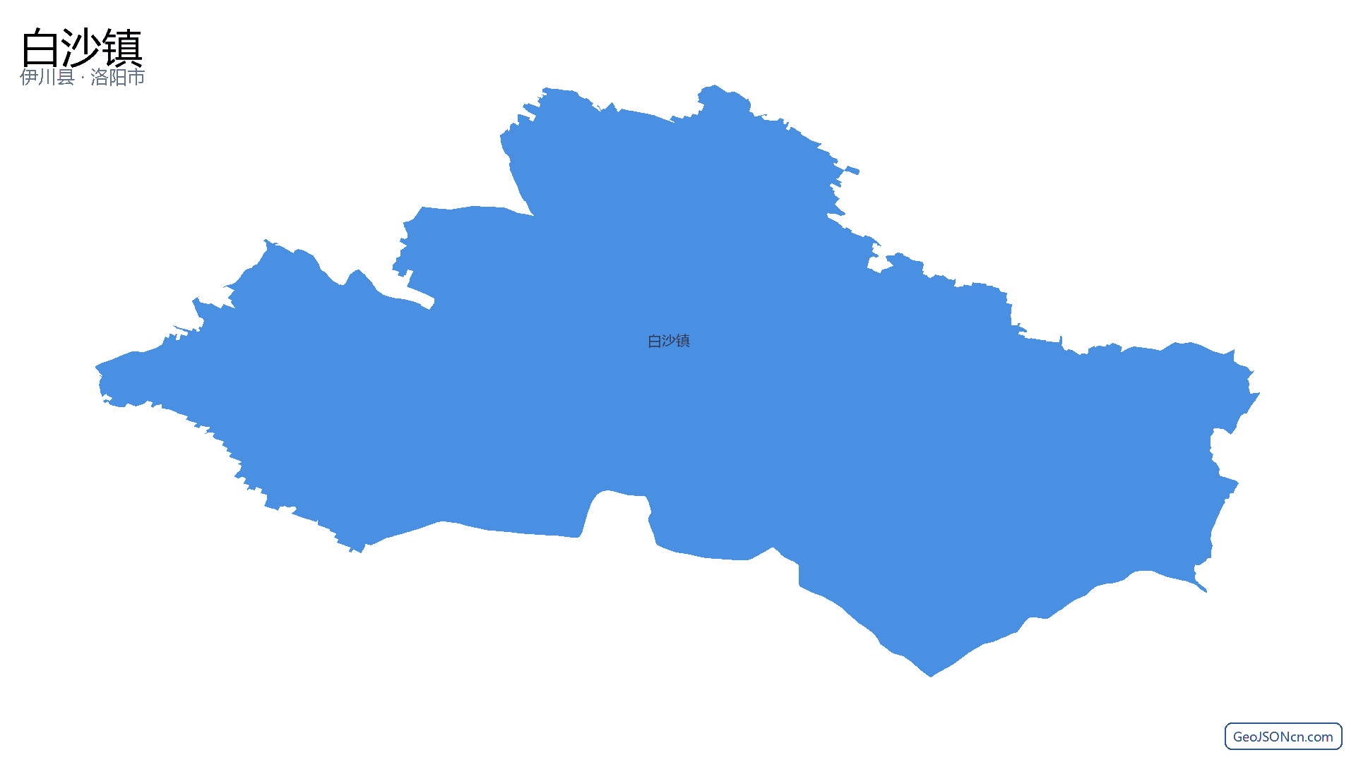 白沙镇行政区划边界地图（伊川县·洛阳市）,提供GeoJSON、SHP矢量边界数据下载及高清地图大图(PNG/JPG) - GeoJSONcn.com