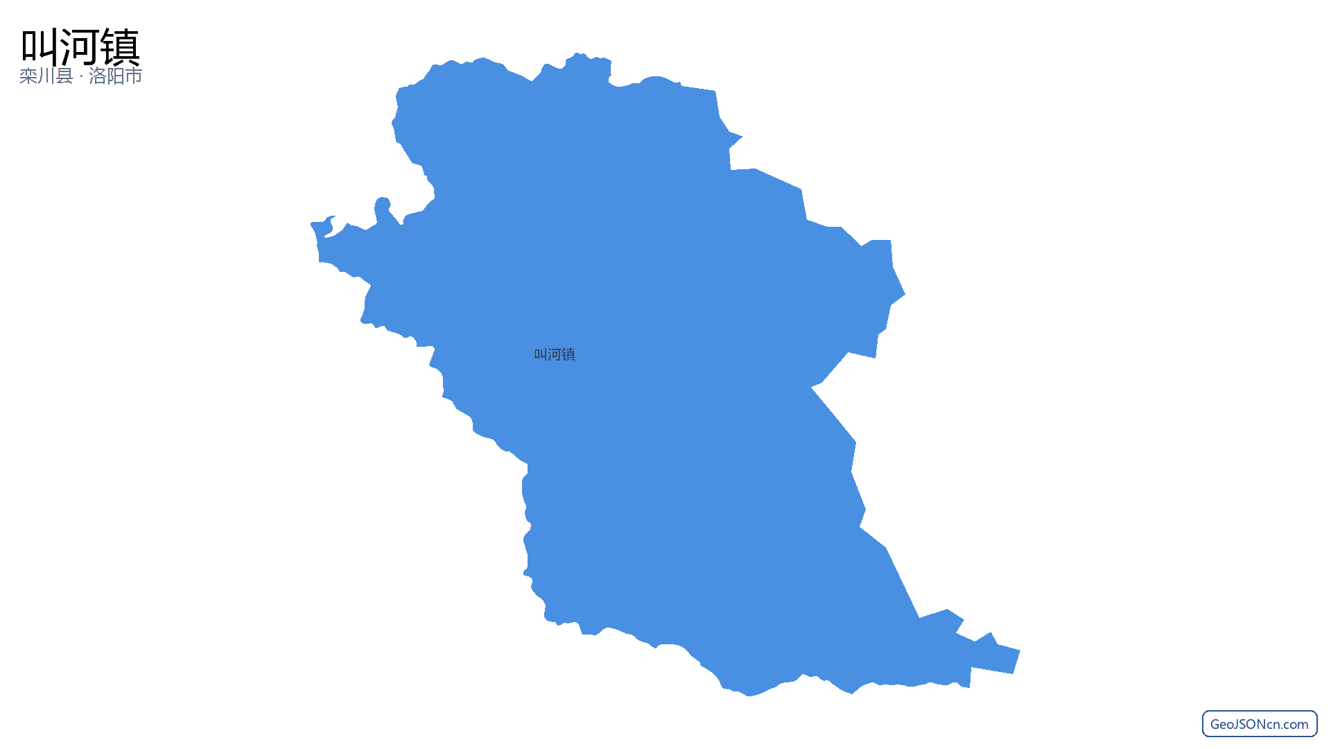 叫河镇行政区划边界地图(栾川县·洛阳市),提供GeoJSON、SHP矢量边界数据下载及高清地图大图(PNG/JPG) - GeoJSONcn.com