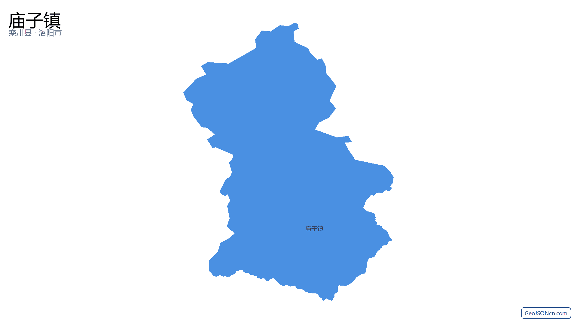 庙子镇行政区划边界地图(栾川县·洛阳市),提供GeoJSON、SHP矢量边界数据下载及高清地图大图(PNG/JPG) - GeoJSONcn.com