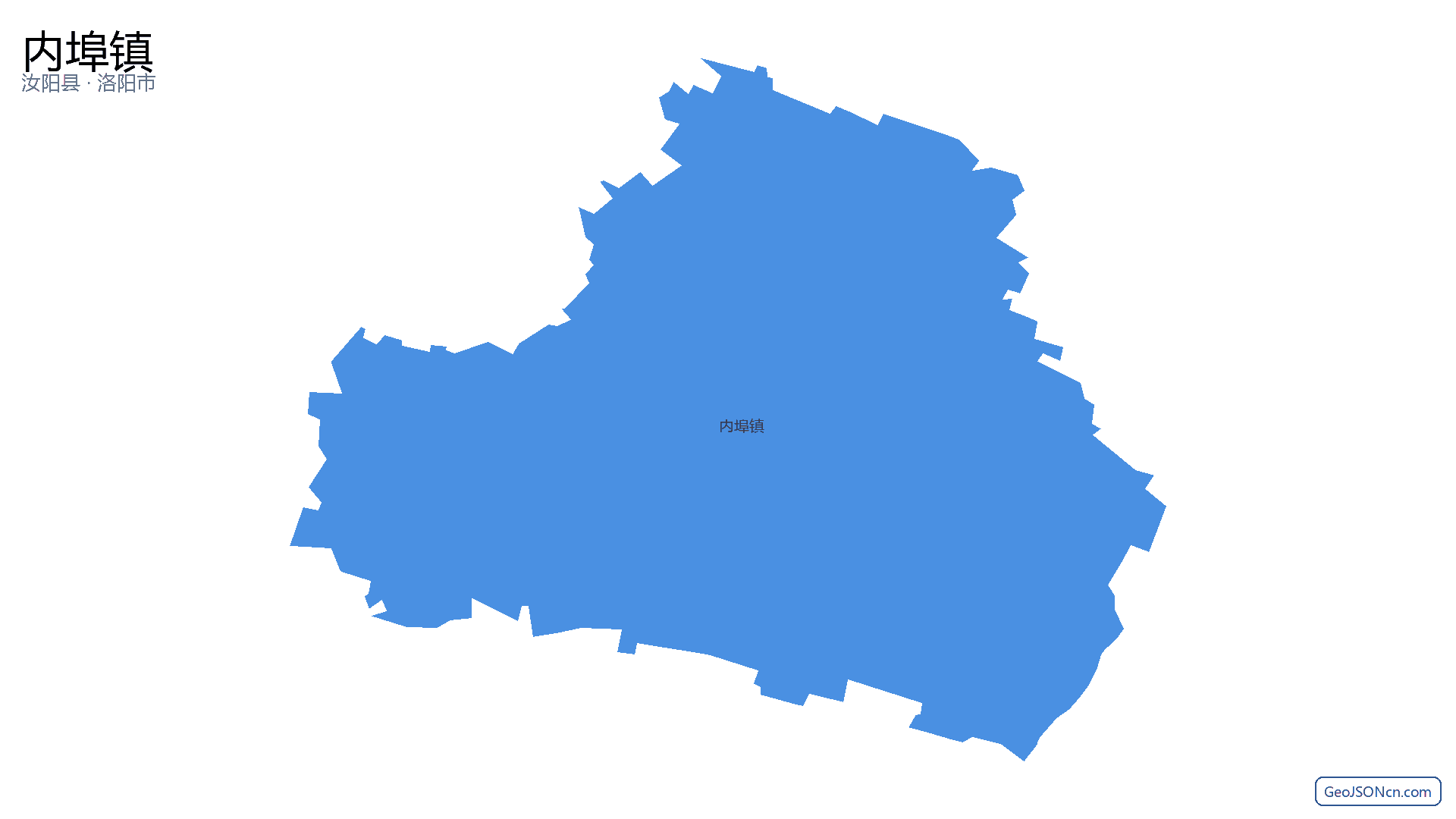 内埠镇行政区划边界地图（汝阳县·洛阳市）,提供GeoJSON、SHP矢量边界数据下载及高清地图大图(PNG/JPG) - GeoJSONcn.com