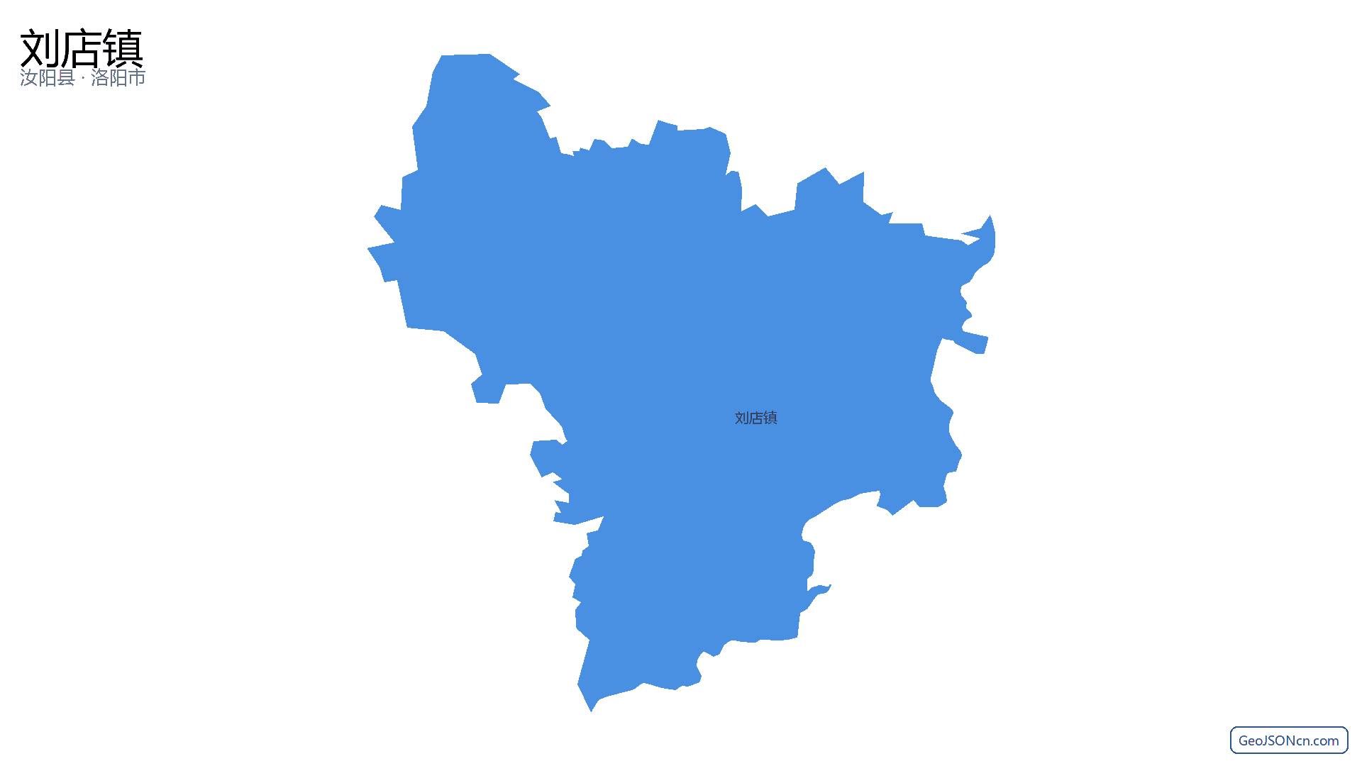 刘店镇行政区划边界地图（汝阳县·洛阳市）,提供GeoJSON、SHP矢量边界数据下载及高清地图大图(PNG/JPG) - GeoJSONcn.com