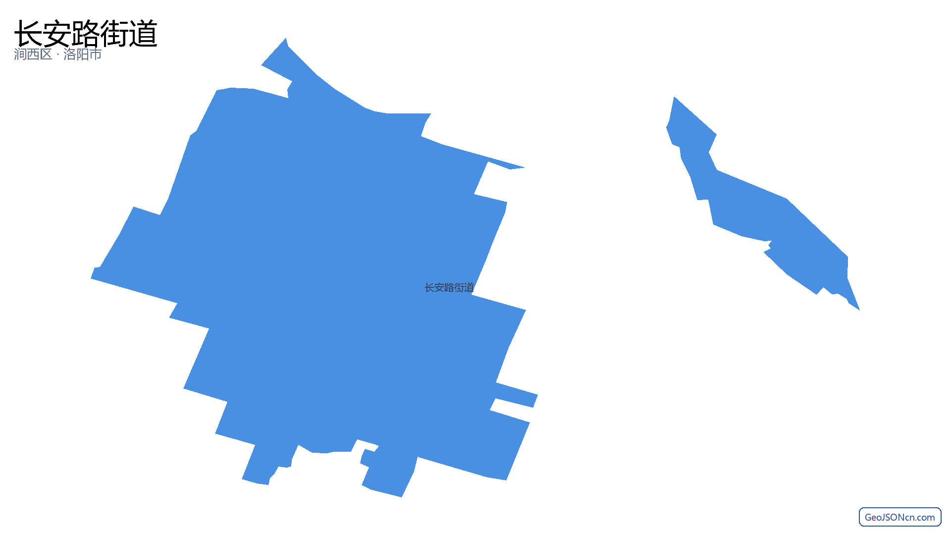 长安路街道行政区划边界地图（涧西区·洛阳市）,提供GeoJSON、SHP矢量边界数据下载及高清地图大图(PNG/JPG) - GeoJSONcn.com