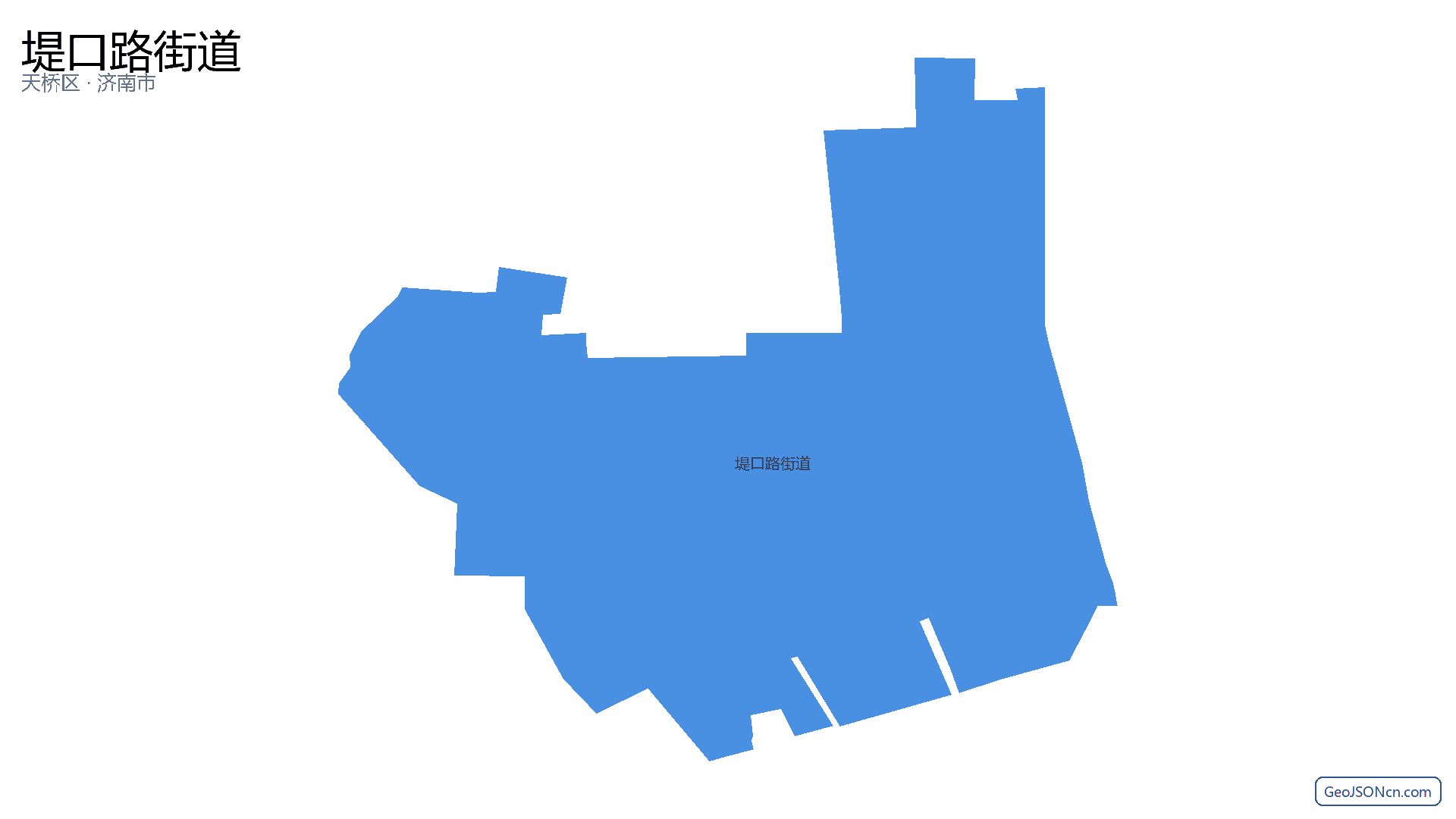 堤口路街道行政区划边界地图(天桥区·济南市),提供GeoJSON、SHP矢量边界数据下载及高清地图大图(PNG/JPG) - GeoJSONcn.com