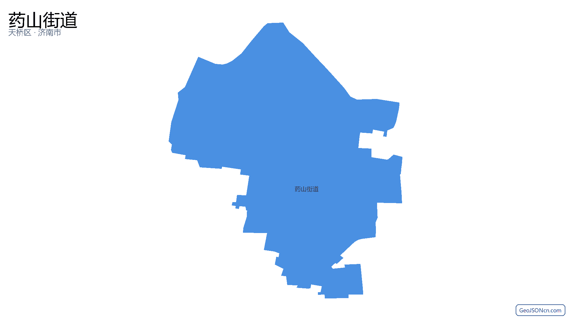 药山街道行政区划边界地图(天桥区·济南市),提供GeoJSON、SHP矢量边界数据下载及高清地图大图(PNG/JPG) - GeoJSONcn.com