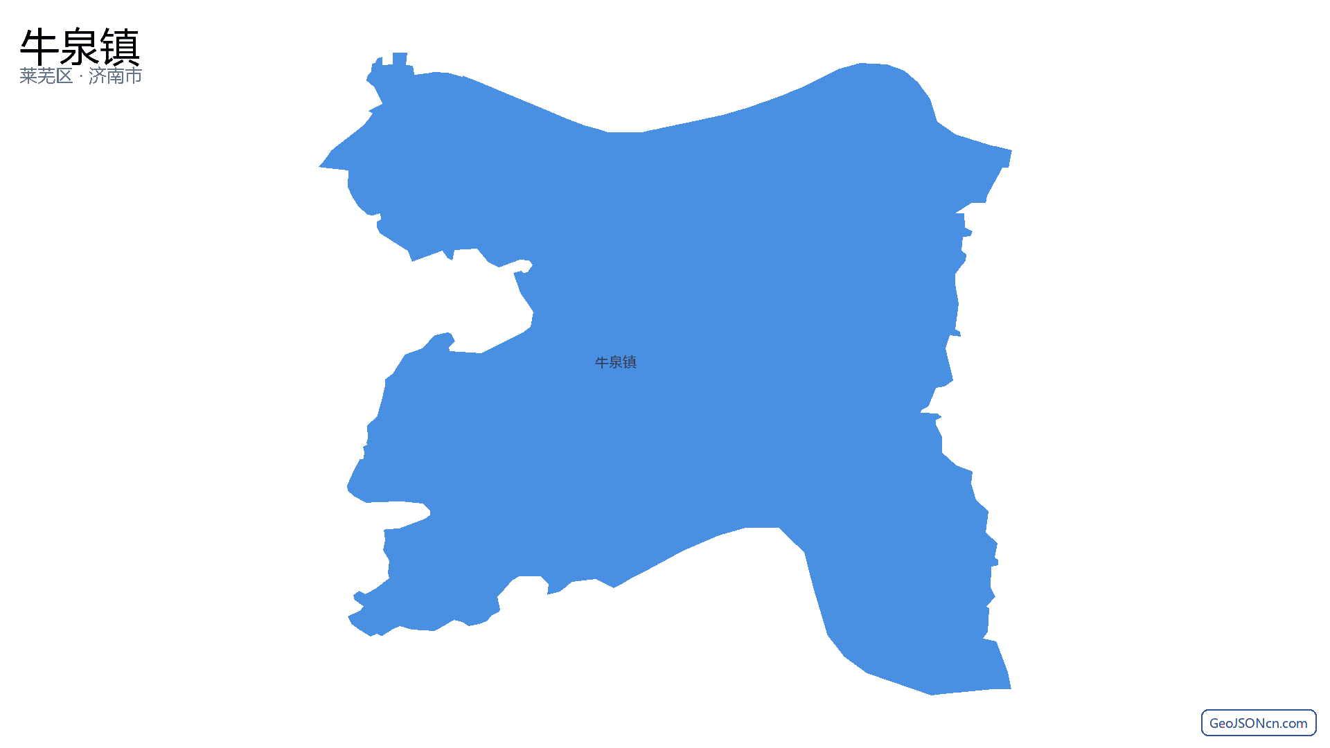 牛泉镇行政区划边界地图(莱芜区·济南市),提供GeoJSON、SHP矢量边界数据下载及高清地图大图(PNG/JPG) - GeoJSONcn.com