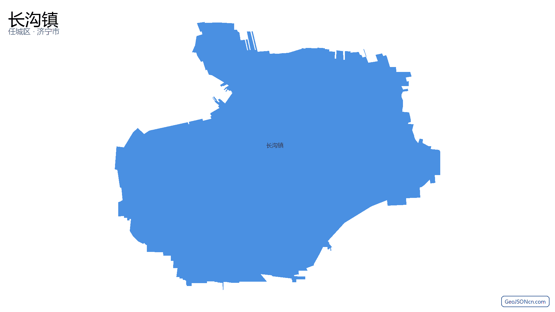 长沟镇行政区划边界地图（任城区·济宁市）,提供GeoJSON、SHP矢量边界数据下载及高清地图大图(PNG/JPG) - GeoJSONcn.com
