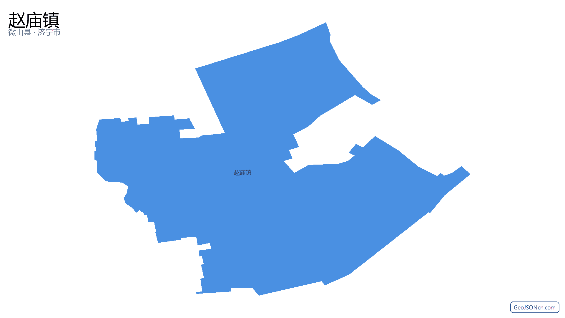 赵庙镇行政区划边界地图(微山县·济宁市),提供GeoJSON、SHP矢量边界数据下载及高清地图大图(PNG/JPG) - GeoJSONcn.com