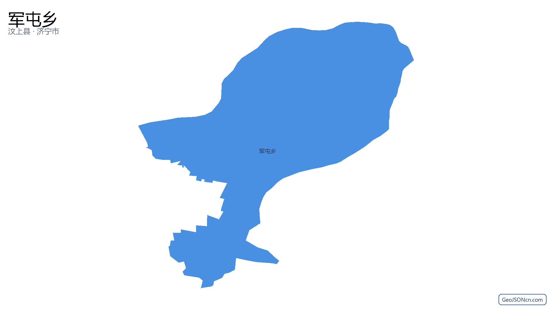 军屯乡行政区划边界地图（汶上县·济宁市）,提供GeoJSON、SHP矢量边界数据下载及高清地图大图(PNG/JPG) - GeoJSONcn.com
