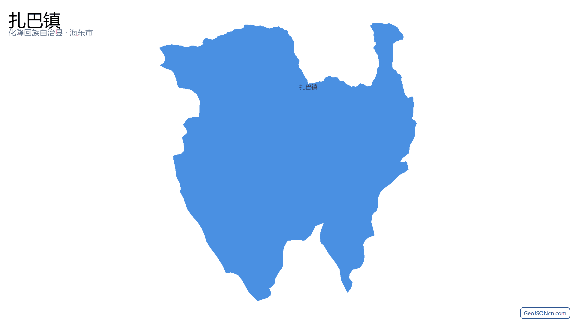 扎巴镇行政区划边界地图(化隆回族自治县·海东市),提供GeoJSON、SHP矢量边界数据下载及高清地图大图(PNG/JPG) - GeoJSONcn.com