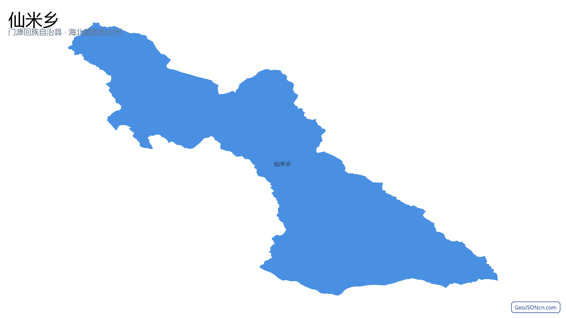 仙米乡行政区划边界地图（门源回族自治县·海北藏族自治州）,提供GeoJSON、SHP矢量边界数据下载及高清地图大图(PNG/JPG) - GeoJSONcn.com