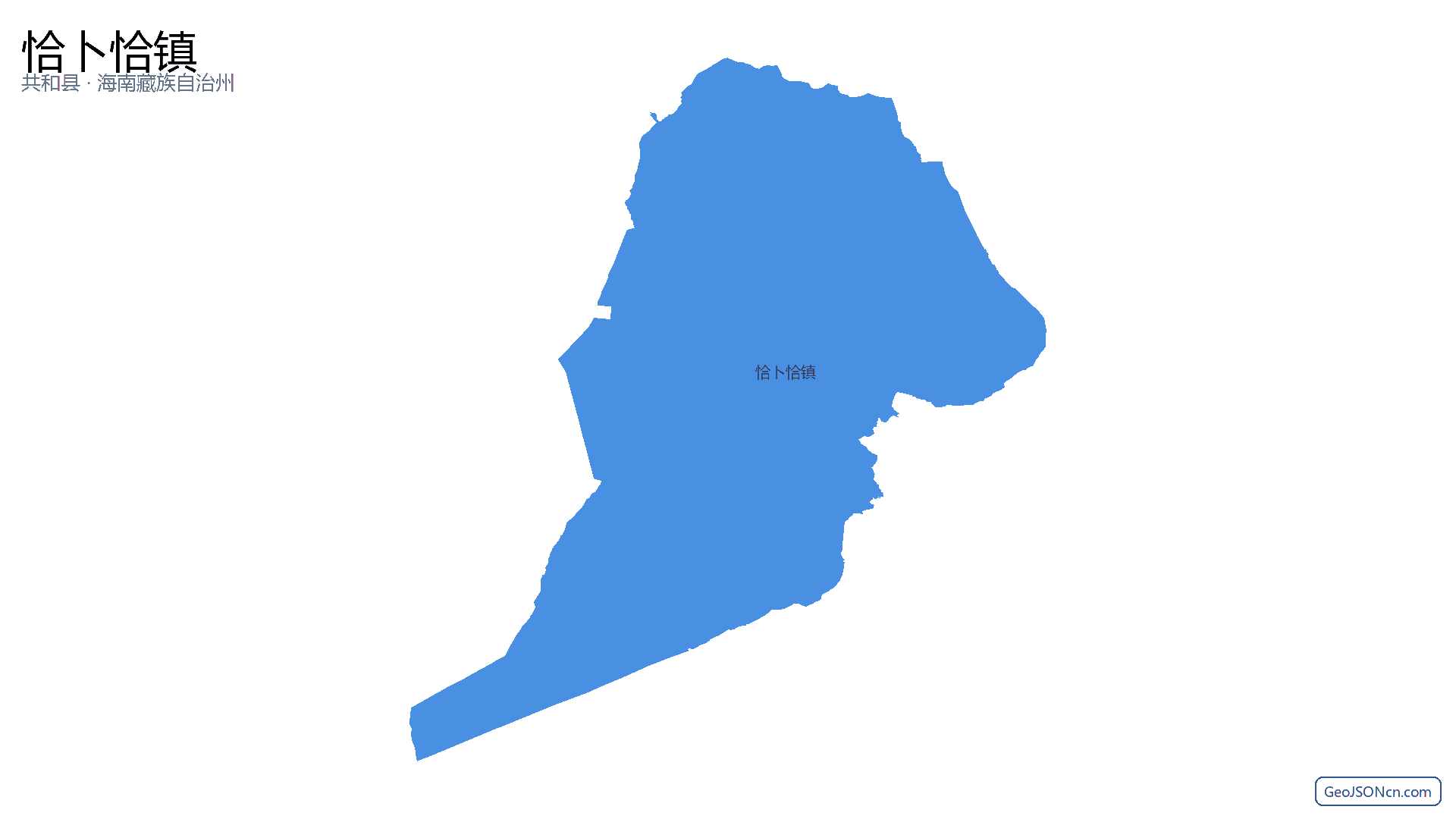 恰卜恰镇行政区划边界地图（共和县·海南藏族自治州）,提供GeoJSON、SHP矢量边界数据下载及高清地图大图(PNG/JPG) - GeoJSONcn.com