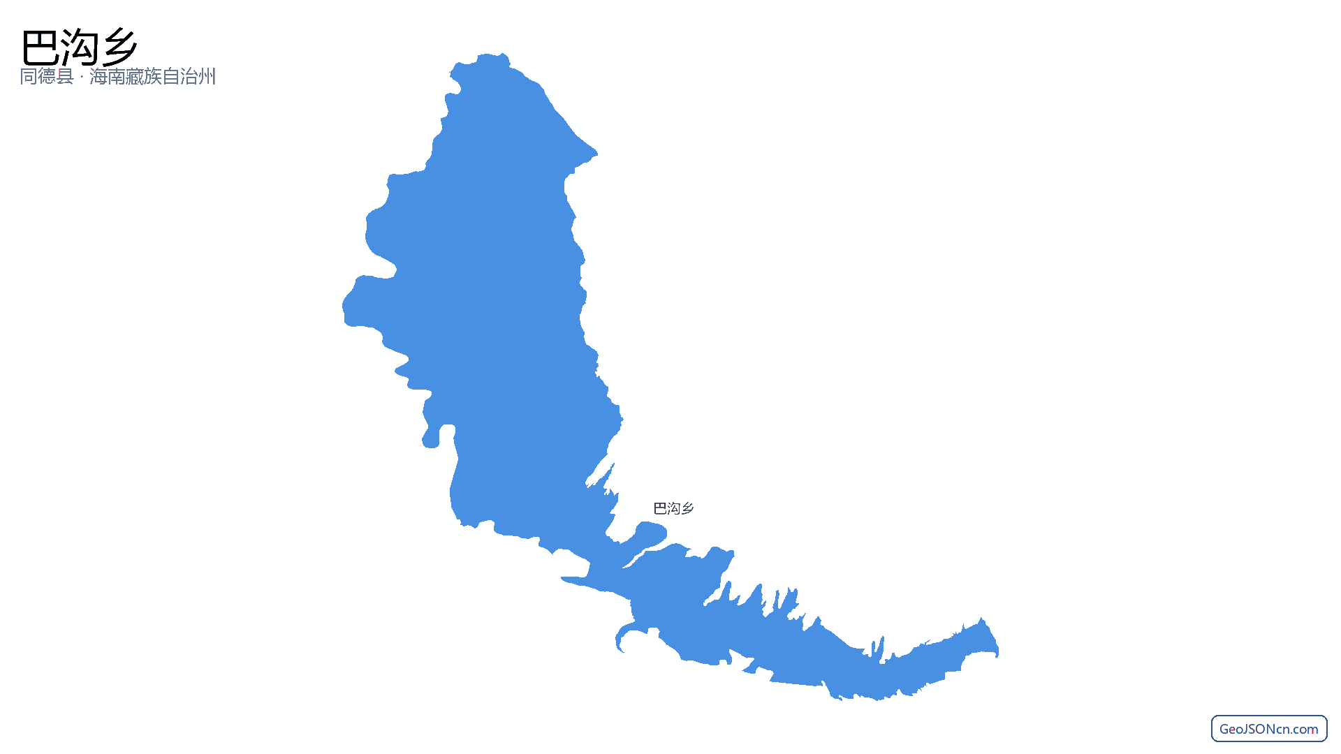巴沟乡行政区划边界地图（同德县·海南藏族自治州）,提供GeoJSON、SHP矢量边界数据下载及高清地图大图(PNG/JPG) - GeoJSONcn.com