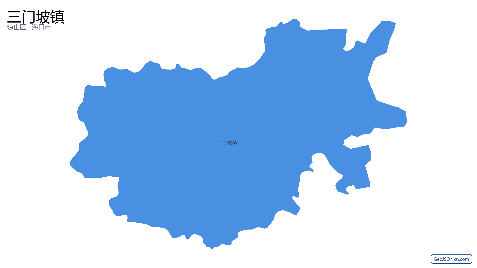 三门坡镇行政区划边界地图（琼山区·海口市）,提供GeoJSON、SHP矢量边界数据下载及高清地图大图(PNG/JPG) - GeoJSONcn.com