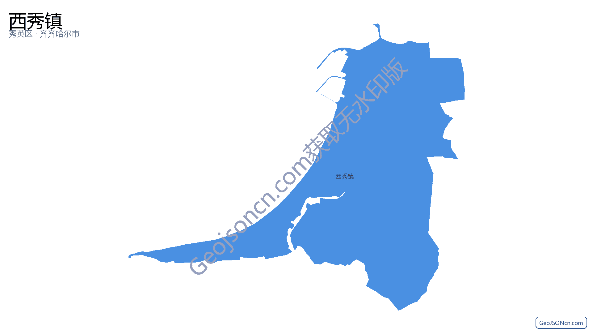 西秀镇行政区划边界地图（秀英区·海口市）,提供GeoJSON、SHP矢量边界数据下载及高清地图大图(PNG/JPG) - GeoJSONcn.com