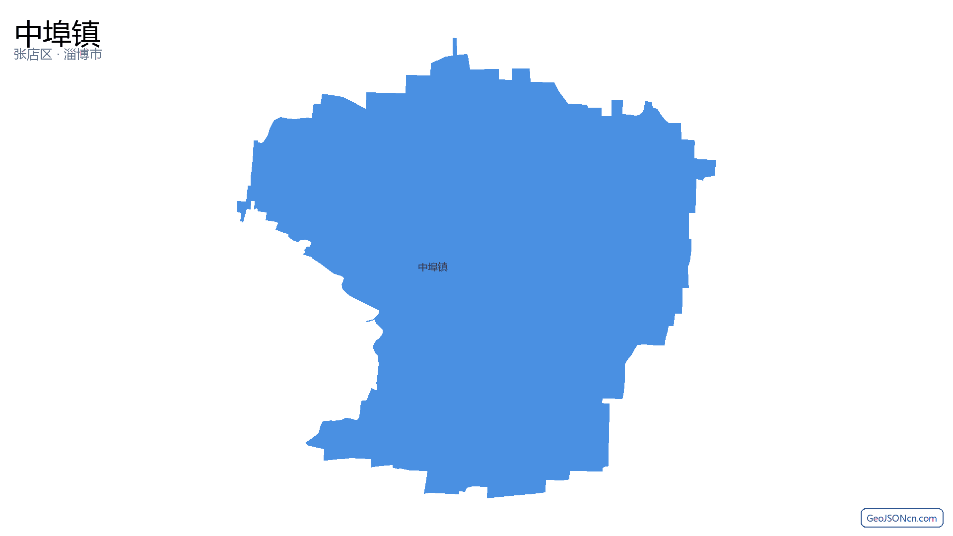 中埠镇行政区划边界地图(张店区·淄博市),提供GeoJSON、SHP矢量边界数据下载及高清地图大图(PNG/JPG) - GeoJSONcn.com